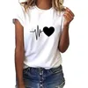 Kadın T Gömlek Yaz Yeni 90 S Kalp Şeklinde Baskılı Bayanlar Rahat Grafik Kısa Kollu T Gömlek Boy Üst Tee Gömlek Giyim X0628