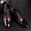 Män Luxurys Klänning Skor Formell PU Läder Lyx Fashion Groom Bröllop Mens Oxford Designer Casual Shoe Black Brown Plus Storlek 38-48
