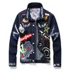 Masculino fino emblema pintura denim streetwear hip hop masculino bordado motorcyle jean masculino moda outerwear chaqueta hombre