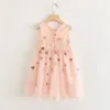 Girls Dress Summer Soft Mesh Love Floral Embroidery Sleeveless Princess Baby Kids Girl Clothing 210515