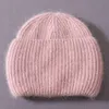 Hösthår Vinter Varma Mössor S Casual Kvinnor Solid Vuxen Cashmere Knitted Beanie Hat med Bright Wire