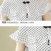 Fashion Chinese Style Vintage Elegant Women Stand Collar Summer Ruffles Dot Ladies Casual Mid-Calf Dresses Vestidos 210514