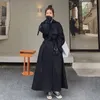 Damen schwarzer Trenchcoat Frühling Herbst neues Revers zweireihig super lang koreanische lose Mode Windjacke weiblich 30py W3yo