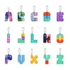 Alphabet Letters Keychain Decompression Toys Party Gifts Mobile Phone with Silicone Letterss Sensory Bubble Keyring Simple Dimple Fingertip Fidget Toy