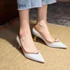 SOPHITINA Elegant High Heels Women Pearl Decoration Strange Style Heels Shoes Pointed Leather Spring Handmade Female Pumps AO362 210513