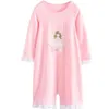 Girls Nightdress Pajamas Spring Kids Pijamas Pink Cartoon Princess Long-Sleeved Pyjamas For Children 3-12 Years 211105