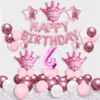 1 Conjunto azul rosa coroa de aniversário Balões de hélio Balão de papel alumínio para bebê menino de menina de 1º aniversário decorações de festas infantis 104380892