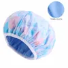 Mode femmes imprimé fleuri tissu imperméable chapeaux de douche Double couche Satin lavage cheveux Bonnet soins des cheveux Bonnet de nuit