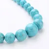 Collier de mode ethnique Turquoise, collier de perles rondes courtes pour femmes