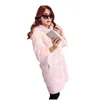 Faux Pele Casaco Mulheres S-3XL Plus Size Branco Rosa Preto 19 Outono Inverno Coreano Moda Loose Fashion Long Jacket LR414 210531
