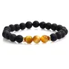 Natural Volcanic Stone Beaded Bracelets & Bangles Elastic Rope Energy Pendant Jewelry Gift With Card for Women Men