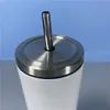 Süblimasyon tumbler 20 oz düz tumbler metal kapaklı ve saman ile paslanmaz çelik sıska seyahat bardak vakum yalıtımlı bira kahve kupalar