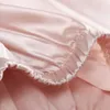 Zoete schattige roze satijn pyjama set vrouwen ruches spaghetti riem mouwloze sexy pijama zomer plus size boog nachtkleding 2pc set Q0706