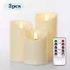 3 sztuk / zestaw pilot zdalnego sterowania LED bezmienne świece bateria realistyczne 3d dynamiczne płomień świec Światła LED Tea Lights Home Decoration 210702