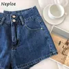 NEPLOE High Waist Hip Shorts Feminino Lato Nowe Slim Denim Krótkie kobiety Znosić wszystkie mecz 210423