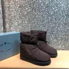 Doublé Nylon tissu bottes femmes botte luxe plate-forme designer prad noir court mode cheville motard australie hiver neige baskets