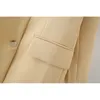 Blazer casual da donna beige solido Giacche da donna con colletto dentellato Eleganti cappotti monopetto chic femminili 210430