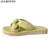 Allbitefo vik design bekväm äkta läder kvinnor sandaler skor mode sommar vattentäta strand skor tofflor flip flops 210611