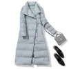 Piumino da donna Ailegogo Winter Women Double Sided Feather Long Giacche 90% White Duck Coat Puffer Warm Plaid Snow Outwear