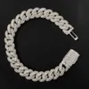 Halsband Meisidian 16 tum S925 Silver Iced Out Diamond Cuban Link VVS Moissanite Armband för Halsband RBVH