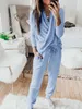 Women Tracksuit Two Piece Set Autumn 2020 Casual Loose V Neck Long Sleeve Pants Tops Lounge Wear Sweatpants Femme 2pcs Outfits Y0625