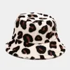 Breite Krempe Hüte Frauen Cool Leopard Drucken Winddicht Hut Herbst Winter Fisherman Cap Plüsch Für den täglichen Leben