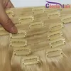 Full Head 8pcs/Set 120g #613 Klipp i förlängningar Silkeslen rak platina Blond Raw Virgin Indian Human Hair Weave Clips on Great Double Weft