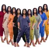 5 XL Plus Size Jumpsuit Moda Pocket Sexy V Neck Casual High Street Cor Sólida Calças de Cores Mulheres Atacado 211022