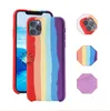 Coque de téléphone en Silicone arc-en-ciel liquide, étui Anti-chute pour iphone 14 13 12 11 pro max mini XR XS 8 7 plus