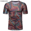 Moda Ethnic Print T Shirt Mężczyźni Marka Slim Fit Tee Koszula Homme Lato Krótki Rękaw Casual Tshirt Dla Mężczyzn Camisetas Masculina 210524