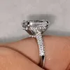 Anello da dito ovale Fascia abbagliante brillante 10 14mm Lab Diamond Argento 925 Classico regalo di anniversario di matrimonio per WifeGirl J-536254m