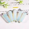 Natural Stone hexagonal prism Charms opal Tiger's Eye Pink Quartz Crystal Healing Chakra Pendants DIY necklace Jewelry Accessories Making