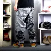 Mode camouflage jeans män casual denim byxor rakt lösa baggiga byxor streetwear kläder plus storlek 211108