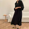 EWQ Kobiety Morelowy Vintage Duży Rozmiar Bandaż Plisowany Długa Sukienka Stoi Sleeve Puff Sleeve Moda Wiosna Jesień 2F0478 210510