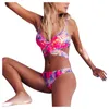 Women's Swimwear Home&Nest Women Sexy Print Halter Ruched Bikini Set Two-Piece Bandeage Swimsuit Beachwear Bathing Beach Swimming Suit