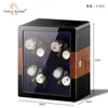 Luxury Winder Mechanical Es Black Automatisk Box Storage Organizer Case Glass Watch Display Skåp Presentidéer