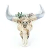 Succulent bloem koe schedel muur decor kinderdagverblijf bloemen tuin ornamenten stier hoofd hars decoratie hanger wanddecoratie ambachten 210727