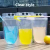 250ml 500ml Party Plastic Water Bags Bottle Disposable Drink Repeat Closed Tote Self-Standing Juice Liquid Bag Heart Clear Pouches for Milk