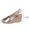 Sandals Vintage Women Casual Serpentine Canvas Wedge Sandials Summer Ankle Strap 8cm Med Heel Platform Pump Espadrilles Shoes