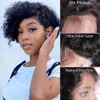 13x4x1 Lace Front Pixie Cut Wigs Brazilian Water Wave Human Hair for Black Women Short Curly Bob Pre Plucked