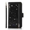 Multifunction Leather Wallet Cases For For Samsung Galaxy S23 Plus S23 Ultra A13 A33 A53 Zipper ID 9 Card Slot Bling Glitter Sparkle Flip Cover Book Girls Lady Pouch