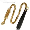 Large Gold Dog Leash,15mm StainlSteel Strong Firm Dog Training Leashes Accessory Curb Cuban Link Miami Chain With Spring X0509