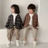 Корейский стиль весенние летние хлопчатобумажные плед куртки детские тонкие повседневные унисекс пальметки 210708