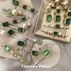 3 colori Corea Vintage Emerald forcine per capelli Strass geometrici fermaglio per capelli Per le donne Accessori per capelli per ragazze Barrette 2649 Y2