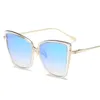 Marka Designer Cateye Okulary przeciwsłoneczne Kobiety Vintage Metal Okulary Do Retro Mirror Lunette de Soleil Femme UV400