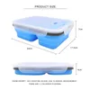 1100ml 3 Cells Silicone Foldable Lunch Box Collapsible Bento Box Travel Outdoors Food Storage Container Eco-Friendly Lunchbox 211108