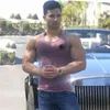 Muscleguys Summer Fashion lavorato a maglia Fitness Canotta Uomo Sport senza maniche T-shirt Stripes Slim Fit Vest Maglia Abbigliamento da palestra 210421