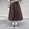 2 couleurs style japonais haute taille élastique jupes longues femme automne hiver plaid a-ligne jupes plissées (X1078) 210721