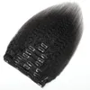 Kinky rak klipp i mänskliga hårförlängningar 120g brasilianska grova yaki klipp ins 8pcsset wefts 822 tum8322889