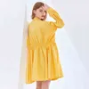 女性のための巾着エレガントなドレス襟パフスリーブカジュアルルーズドレス女性ファッションスプリング210520